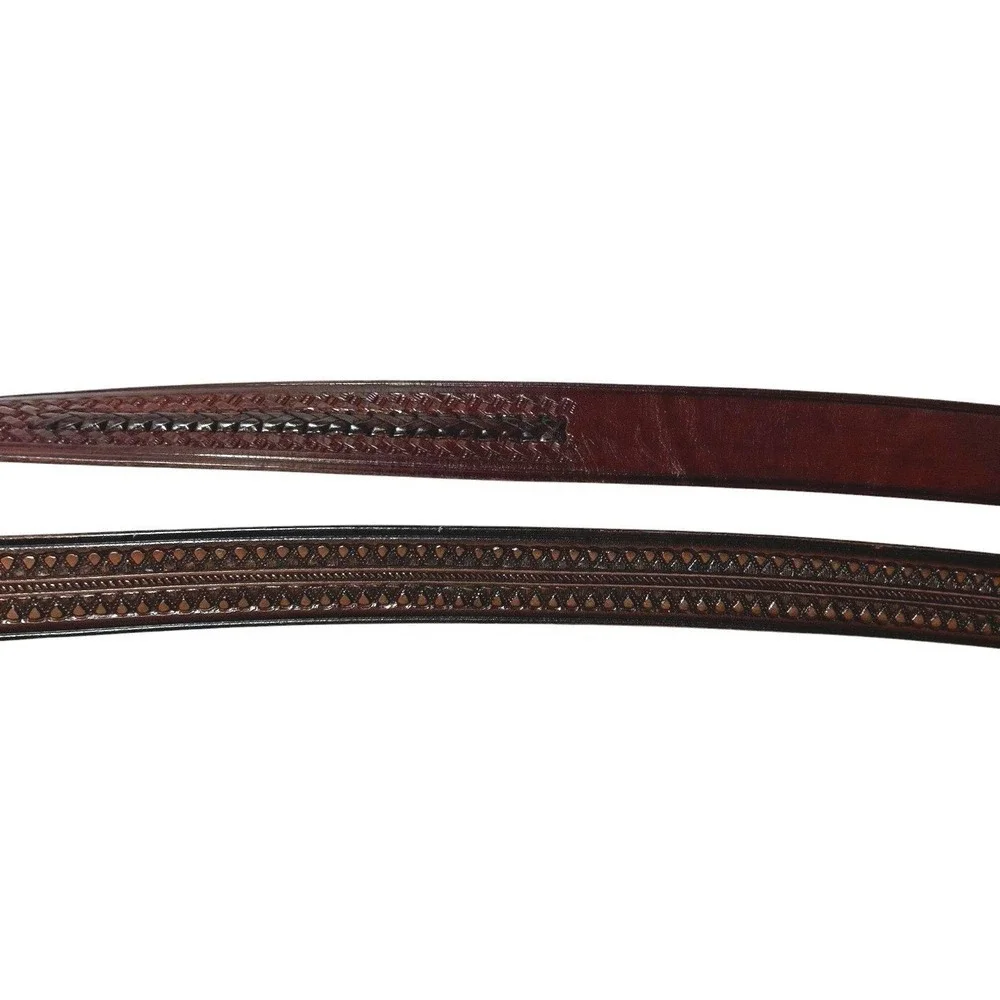 Men's Artisan Leather Western Belts Tooled Braided 40